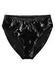 iiniim Men's Shiny Metallic Panties Sissy Bulge Pouch G-String Thongs Bikini Briefs Shorts Underwear Black 3XL