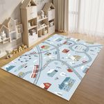 HOJOMACA Kids Rug Road Play Mat for Toy Car Train, Hopscotch Carpet, City Woodland Rug, Non-Slip Educational Fun Area Rug - Child Playroom, Boy and Girl Bedroom, Nursery(Size: 80×120cm)