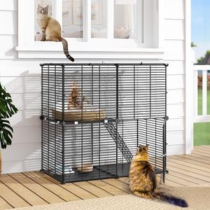 DWVO Indoor Cat Cage 2 Tier Kitten Cage,DIY Cat Playpen Kitten Cage House for Ferret Kitty Bunny Chinchilla