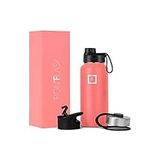 IRON °FLASK Sports Water Bottle - 32 Oz, 3 Lids (Spout Lid), Vacuum Insulated Stainless Steel, Modern Double Walled, Simple Thermo Mug, Hydro Metal Canteen