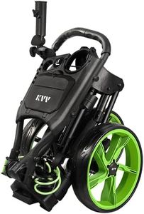 KVV 3 Wheel Foldable/Collapsible Golf Push Cart Ultra Lightweight Smallest Folding Size, New-Version Scorecard Holder(Lime/Black)
