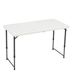 Amazon Basics 4 Foot Folding Table, 4 Adjustable Height Settings with Carrying Handle, Indoor & Outdoor, White