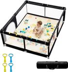 dearlomum Baby Playpen,70"x60" Extra Large Baby Playard, Playpen for Babies with Gate, 0-6 to 12 Months Baby Activity Center, Sturdy Safety Playpen with Soft Mesh,Playpen for Toddlers(Black)