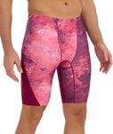 Eteoepo Swim Jammers for Men Athletic Training Endurance Swimsuit Durable Team Lap Swimming Racing Competition Swimwear(Maroon/Texture,L)