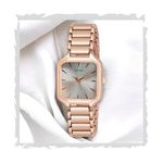 AMERICANVIBER Rose Gold Plated Sqaure dial treding Women Watch (White dial) Press Button Lock Looks Attractive