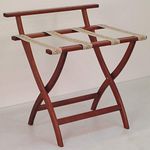 Wooden Mallet WallSaver Luggage Rack, Mahogany, Brown Straps