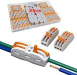 FULARR 30Pcs Premium SPL-2 / SPL-3 Lever-Nut Wire Connectors, Conductor Compact Wire Connectors, Quick Compact Splice Wire Conductors Cable Clamp Terminal Block Spring Connector
