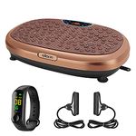 EILISON FitMax 3D XL Vibration Plate Exercise Machine - Whole Body Workout Vibration Fitness Platform w/Loop Bands - Home Training Equipment for Recovery, Wellness, Weight Loss (Jumbo Size) (Brown)