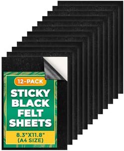 12-Pack Sticky Black Felt Sheets – 8.3"x11.8" (A4 Size) Self-Adhesive | Soft Black Felt Fabric with Strong Adhesive | Water-Resistant & Easy to Cut for Crafts, Jewelry Box Liners, Furniture Protection