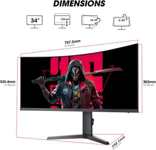 KOORUI 34" Curved Gaming Monitor – UltraWide LED Display