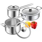 Stainless Steel Cookware Set, 6 Piece Nonstick Kitchen Induction Cookware Set,Works with Induction/Electric and Gas Cooktops, Nonstick, Dishwasher