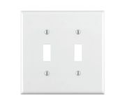 Leviton 80709-W 2-Gang Toggle Device Switch Wallplate, Standard Size, Thermoplastic Nylon, Device Mount, White