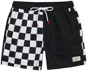 WDIRARA Men's Graphic Print Colorblock Drawstring Waist Active Pocket Shorts Black Checkered XX-Large