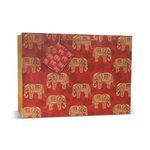 VESTTA -ELEGANCE REDEFINED Gift Paper Bag, Large, 14 (L) X 4.5 (B) X 10 (H) Inch, Indian Ethnic Traditional Elephant Design For Weddings, Birthdays, Diwali, Navratri With Gift Tag - Maroon, 450 G