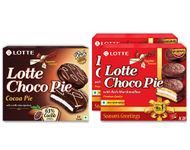 Lotte Choco Pie 504gm 18pcs x 2 & Rich cocoa Pie 336gm 12pcs, (Pack of 3)