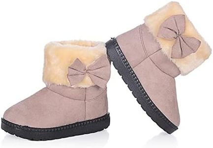 DADAWEN Baby's Girl's Toddler Fashion Cute Bowknot Fur Lining Princess Warm Snow Boots Gray US Size 6 M Toddler