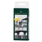 Faber-Castell Art & Graphic Pitt Artist Pen Brush India Ink Pen, Grey Tones, Wallet Of 6, For Art, Craft, Drawing, Sketching, Home, School, University, Colouring