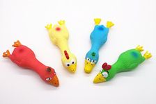 4PCS Safe Latex Dog Squeaky Toys, 6.6" Long Soft Chew Molar Dog Small Screaming Rubber Chicken Toys, for Puppy Small Medium Dogs [Misc.]