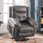 Power Lift Chair Electric Recliner for Elderly with Massage and Heating Functions Massage Fabric Overstuffed Recliner Sofa Motorized Living Room Chair with Side Pocket (Grey)