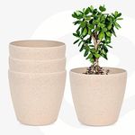 Eha Set of 4 Earth-Friendly Deco 7" Self-Watering pots and Planters | Bamboo Based | UV Protected | for Indoor, home decor, Outdoor, Balcony & Garden | Sand Castle