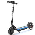 ECOROAD Kids Electric Scooter EK6, 5/10/16km/h & 150W, Hand Accelerator, Dual Brakes, LED Lights, 6.5" Solid Tires, Lightweight Kick Scooter for Boys Girls Ages 6-12, Adjustable Heights Carbon Black