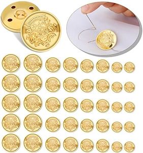 40 Pcs Metal Blazer Button Set Vintage Gold Buttons Sewing Buttons Gold Buttons Emblem Shank Buttons for Blazer Brass Buttons for Blazer Suits Sport Coat Uniform Jacket 15mm 18mm 21mm 25mm