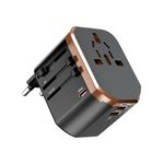 Lifelong Electronics Universal Travel Adapter All in One | 2000W Heavy Duty with 20W Type C & 2 USB A | 180+ Countries - Europe/US/Asia etc. | International Socket Accessories