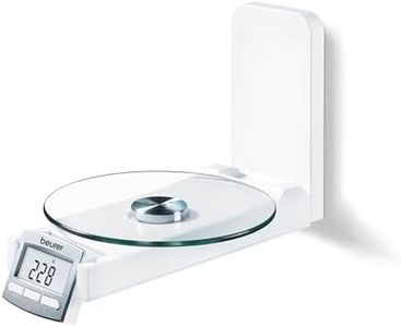 Beurer KS 52 Bilancia da Cucina Elettronica da Parete, Bilancia da cucina digitale, con fissaggio a parete Portata max. 5 kg, Funzione orologio e timer, Colore Bianco