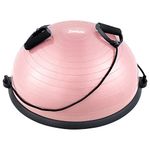 ZELUS Balance Ball Trainer with Resistance Bands and Foot Pump, Inflatable Yoga Ball for Home Gym Workouts, 23 Inch Exercise Half Ball for Balance Training Core Strength Fitness More, 330lb Cap