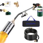 Propane Torch Weed Burner Kit,Weed Torch 1,200,000 BTU Blow Torch with Storage Bag and 1lb Propane Cylinder Converter,10 FT Hose Flamethrower with Turbo Trigger for Flame Weeding,Roofing,Melting Ice