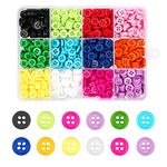 960 Pieces 9mm 12 Colors Round Resin Button Sewing Craft Buttons with Storage PVC Box,for Craft Project, Knitting, Crochet, Kid's Shirt, Crafts DIY, Clothes Sewing, Scrapbook Decoration (4 Holes)