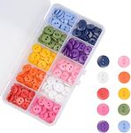 OELFFOW Round Sewing Buttons, Buttons for Sewing (10mm) 10 Color Resin Buttons for Sewing Children Sweater, Shirt, DIY Craft, Buttons for Crafts, Clothing Fasteners Buttons for Crafts Pack of 200 Pcs