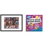 MCS Puzzle Frame with Black Finish (20"x27") + Buffalo Games Puzzle Presto Peel and Stick Saver Bundle