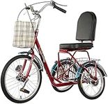 WRHOPR Adult Trike, Tricycle for Adult 3 Wheel Bikes, Tricycle for Adult, 1 Speed 3 Wheeled Recumbent Bicycle with Front Rear Large Basket Seniors for Men Women Picnics & Shopping