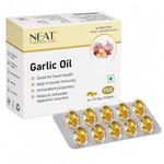 Neat Everyday Garlic Oil Capsules | Allicin Rich | Blood Pressure, Cholesterol & Heart Health | Immunity Booster | Cold Pressed Vegan Softgels | 60 Capsules