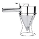 Piston Funnel, 800ml Funnel Cake Dispenser Baking Funnel ​Stainless Steel Pancake Batter Dispenser Waffle Batter Dispenser with Handle and Stand for Cupcake, Waffles