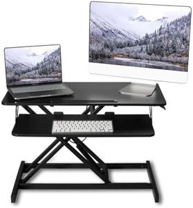 ERGOMAKER Height Adjustable Standing Desk Converter - 81cm (32 Inch) Wide Platform Tabletop Workstation - Quick Sit to Stand Desk Riser for Dual Monitors Black