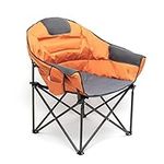 SunnyFeel Oversized Folding Camping Chair, XL Club Saucer Chairs, Comfortable Padded with Cushion, Heavy Duty Portable for Outdoor (Orange)