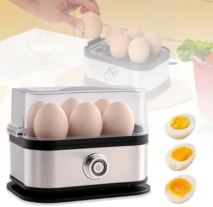 Smart Egg Cooker with Auto Shut, 2025 New Rapid Egg Cooker Stainless Steel Hard Boiled Egg Cooker with 6 Egg Capacity Auto Shut-Off