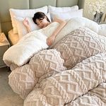 Quilt Quilts Fluffy Comforter, Winter Warm Comforters Queen Size Quilt Blanket Thicken Lamb Wool Quilts Soft Double-Sided Bed Comforter Plush Throw Blanket Core Washable (Beige 150x200cm 2kg)