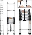 Telescopic Extension Ladder with Roof Hook Heavy Duty Aluminium Telescopic Ladder Multi-Purpose Portable Ladder with Non-Slip Feet EN131 Safe Standard Collapse RV Ladder 330lbs Max Load 6.2M/20.5FT