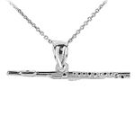 925 Sterling Silver Music Charm Flute Pendant Necklace, 16", Metal