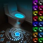 HOTUT Motion Sensor Toilet Night Light, 16 Colors Body Motion Sensor Toilet Bowl Seat Lamp, USB Chargeable, Adjustable Motion Activated Toilet Night Light for Any Toilet