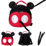 Toddler Harness Backpack, Cartoon Anti-Lost Leash Backpack, Mini Safety Baby Walking Harness Backpacks for 1-3 Years Toddler Little Kids Boys Girls (Red Beetle)