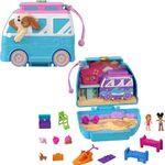 Polly Pocket Dolls & Playset, Seaside Puppy Ride Compact with 11 Accessories, Travel Toy with Fidget Exterior