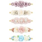 Cinaci 5 Pack Delicate Floral Flower Nylon Headbands Hair Bands Accessories for Baby Girls Newborns Infants Toddlers Kids (5 Pack S4)