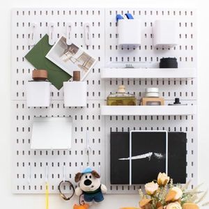 RIVTUN Pegboard Combination Kit,Pegboard Wall Organizer, Peg board Wall Mounted ,Pegboard for Wall, 25.2" x 25.2" White Pegboard 20 Accessories for Organize Home, Office, And Gaming Setup