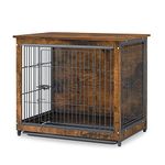 BingoPaw Wooden Dog Crate Furniture: 24 inch Small Decorative Wood Top Indoor Pet kennel Cage End Table with Double Door and Removable Tray for Small Puppy Cat Rustic Brown