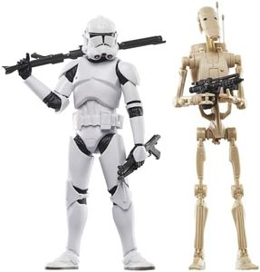 STAR WARS The Black Series Phase II Clone Trooper & Battle Droid, The Clone Wars Troop Building Collectible 6 Inch Action Figure 2-Pack