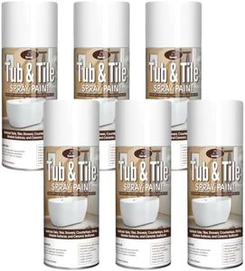 Tile Paint 6Pack, White Tub and Tile Refinishing Spray Paint Waterproof White Spray Tile Paint Bathtub Refinishing Kit for Tiles Ceramic Porcelain Fiberglass Bathroom Walls Sinks Countertop Toilets